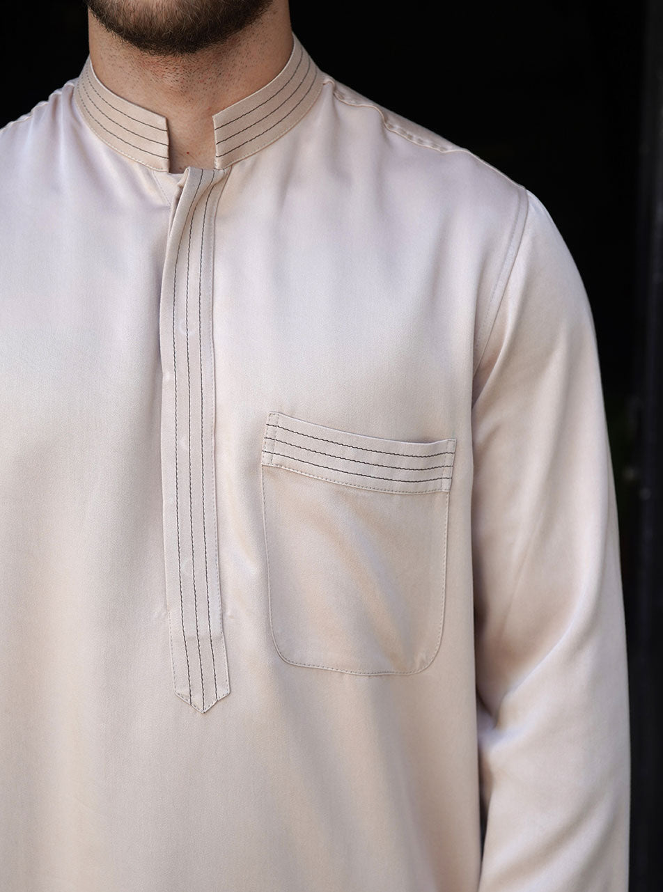 Topstitched Soft Fabric Thobe